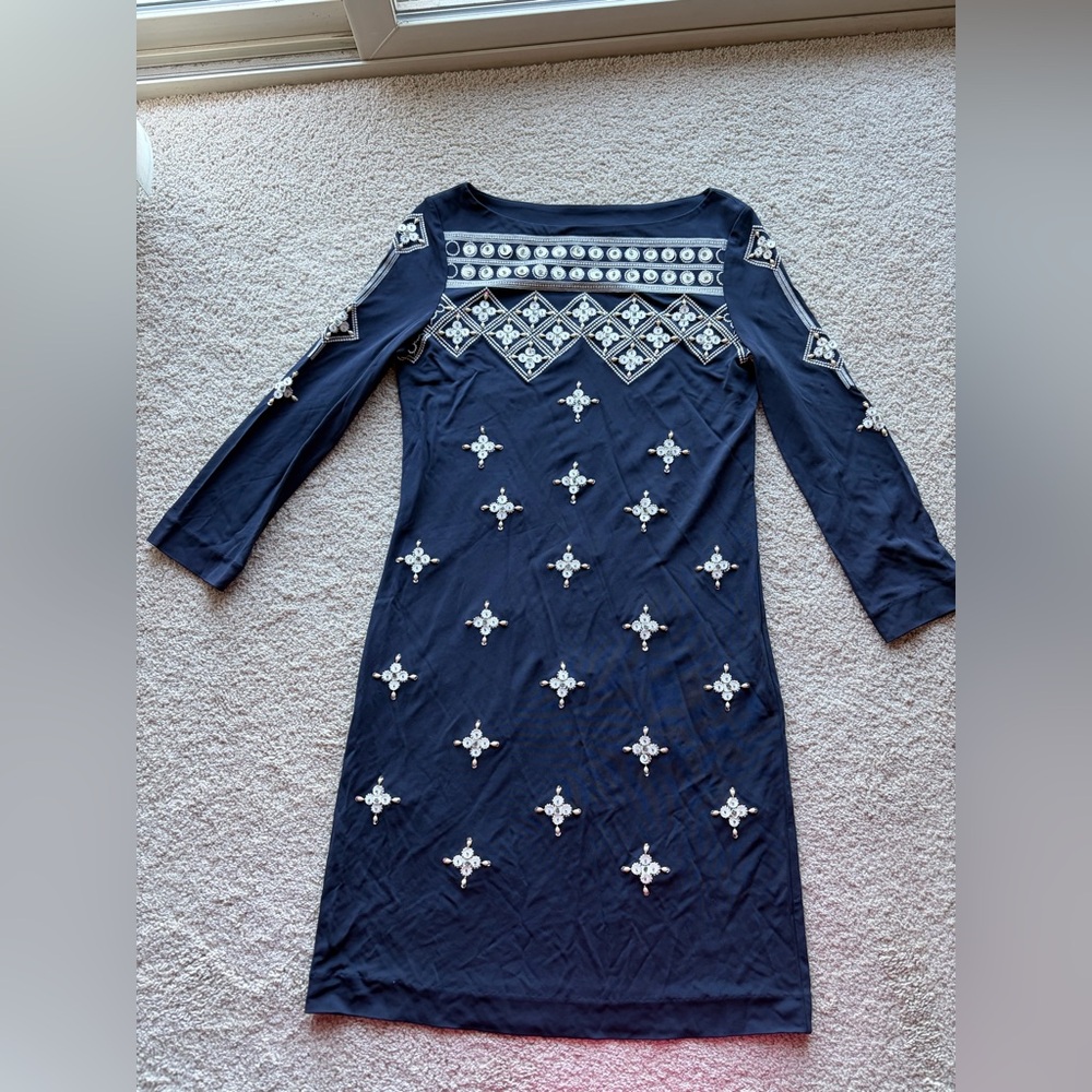 Tory Burch Navy Blue Embellished Dress